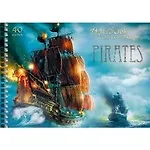 Альбом для рисования 40л А4 "Пиратская битва" имп.мел.картон, мат.ламинация, выб.лак, евроспираль, Unnika