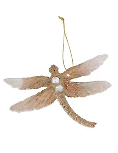 Новогоднее подвесное украшение Золотая стрекоза (полистирол) (12,5х10)