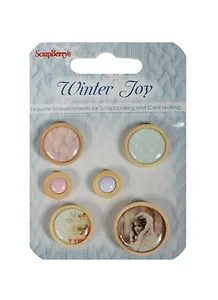 Набор деревянных пуговичек Зимнее Утро (SCB3409108) (6шт.) (упаковка)