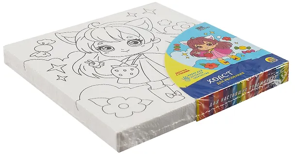 Холст с красками Девочка с ушками, 15х15 см 3008697 — 4