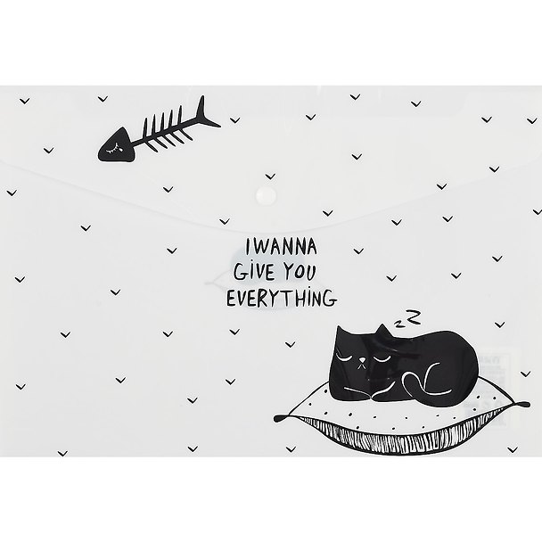Папка -конверт «Sad cat» А4 на кнопке, в ассортименте 253173 — 1