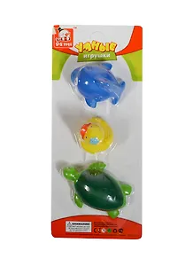 Игрушки для ванной 2 ПВХ (1801) (3шт/дельфинчик уточка черепаха) (3+) (блистер)