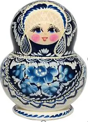 Матрешка-пузико 10 в 1, Гжель, жемчуг (13 см)
