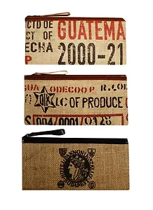 Сумочка на молнии Штампы (джут) (22x10)