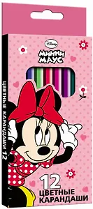 Карандаши цветные 12цв "Miss Minnie" к/к, подвес, Disney