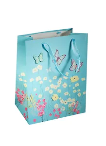 Пакет подарочный бумажный А4 26*32*12 "Бабочки на лугу", мат. ламинат, Хансибэг