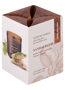Ароматизированная свеча в стакане фитиль деревянный Древесина (Wood) (150гр) (подарочная упаковка)