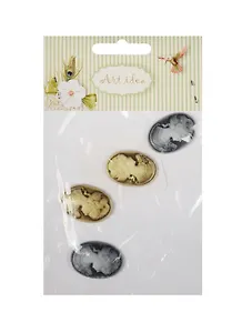 Набор камей 2*2 шт, 1.8*2.5 см, женщина черо-коричневый (11-08631-23)