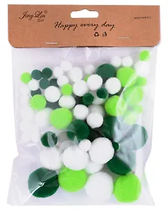 Набор помпонов для творчества (зеленый микс)