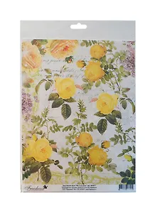 Декупажная карта Желтые розы А4 (tdk3017)