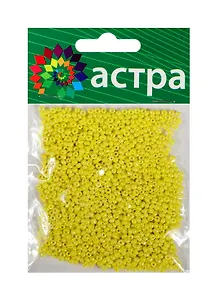 01 Бисер Астра (402 желтый/непрозр. радужный) (675288) (11/0) (20гр.) (стекло) (упаковка)