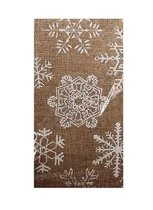 Отрез льна 48*48см, натуральный с белыми снежинками (пакет) (11-00839-2)