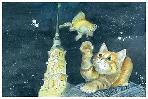 Открытка 10*15 СПб коты Петропавловский собор, О/008/006