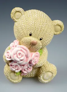 Мишка с розами полирезина (9см) (44414)