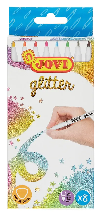 Фломастеры «Glitter» Carioca, 8 цветов, с блестками, смываемые 3050907 — 5