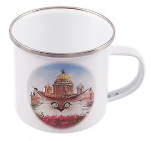 Кружка СПб Пушистый Петербург Огюст (металл) (330мл) (К2025-122)