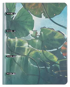 Тетрадь 120л кл. "Кувшинки" на кольцах, иск.кожа, полноцв.печать, интегр.переплет, скр.углы