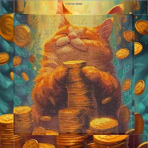 Алмазная мозаика "Кот с деньгами" 30*30 см 3078345