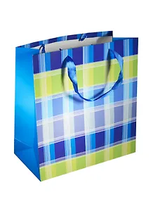 Пакет подарочный бумажный А4 34*34*12 "Клетка", ассорти, мат. ламинат, Хансибэг