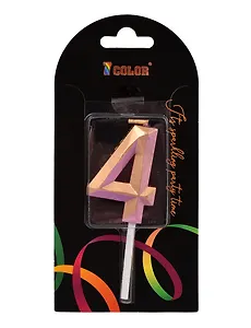 Свеча для торта Цифра 4 Градиент (4см) (блистер) (12-7color-candle_30)