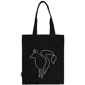 Сумка-шоппер Лиса (линия) черная, текстиль 40см.*32см.