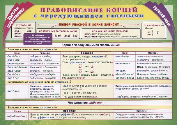 Книга Учебный плакат. Русский язык. Изучаем орфограммы. Правописание корней с чередующимися гласными () — 1
