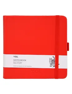 Скетчбук 12*12 80л "Yoi" красный, 140г/м2, слоновая кость, тв.обл., Yoi
