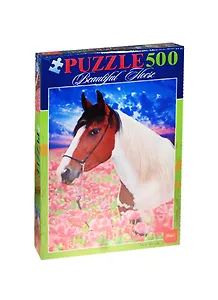 Пазлы 500 А2ф Лошадь в цветах (500П32_09503) (34х46см) (12-99л.) (Hatber) (коробка)
