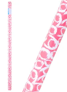 Бумага упаковочная 70*100см "Белое на розовом" супергладкая, инд.уп.