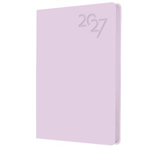 Ежедневник дат. 2027г. А6 176л "Soft Touch" нежный лавандовый, иск.кожа, интегр.переплет, тонир.блок, скругл.углы, ляссе, инд.уп