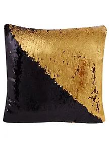 Подушка с пайетками черная с золотом (3733) (37х37)
