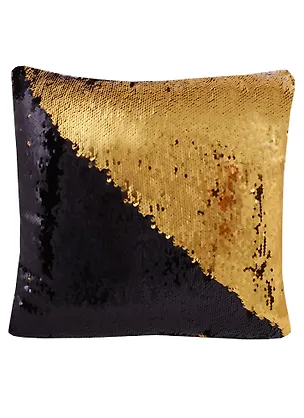 Подушка с пайетками черная с золотом (3733) (37х37) 2626118