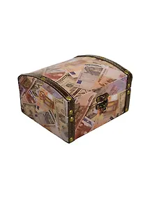 Шкатулка-сундучок дерево и искусственная кожа Купюры мира (13,5х15х9) (175265)