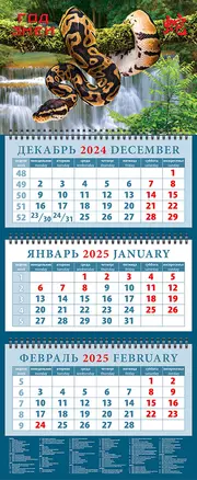 Календарь квартальный 2025г 320*760 "Год змеи 6" настенный, трёхблочный, спираль — 3053483 — 1