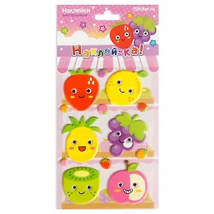 Наклейка декоративная зефирная 2 Фрукты с глазами 1 (100х200) (Наклей-ка) (3+) (упаковка) 2452043