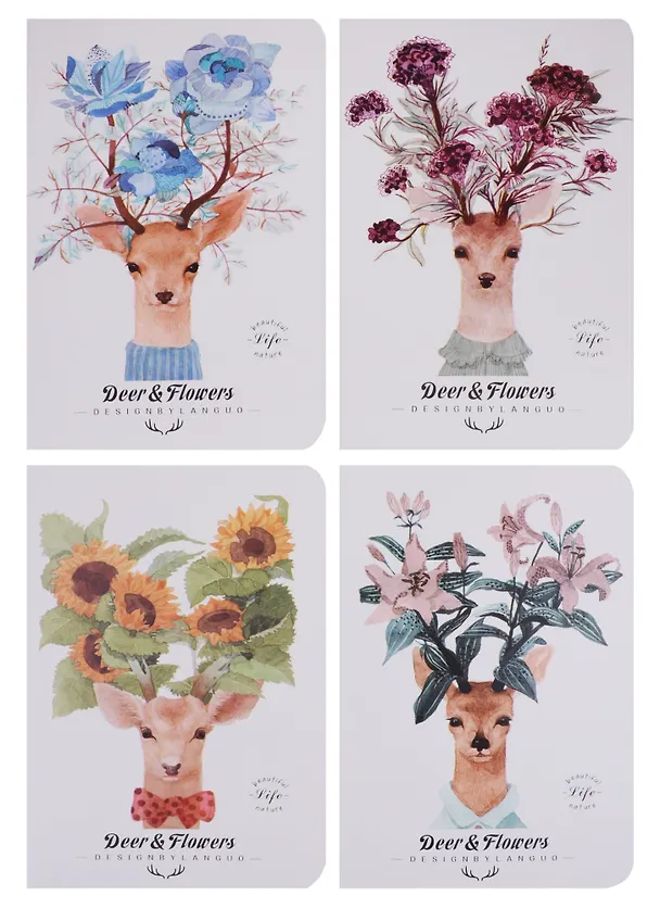 Тетрадь общая «Deer and flowers», 44 листа в клетку, А5, в ассортименте - Languo 246130 — 6