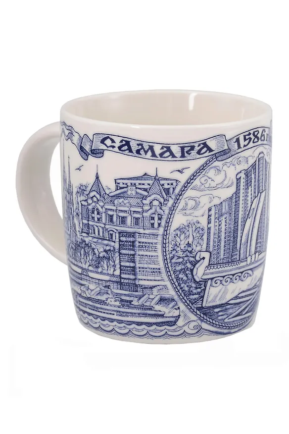 Кружка синяя Самара (фарфор) (350мл) (060-2-55) 3133993 — 1