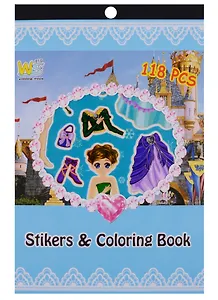 Раскраска с наклейками микс 8 видов, 13,6 х 20 см