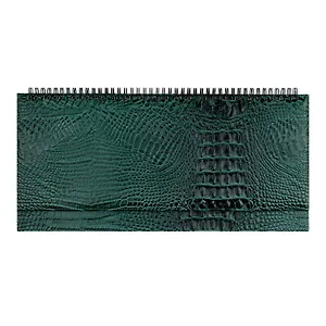 Планинг недат. 64л 390*180 "Аллигатор" зеленый, кожзам, тв.переплет, обл.поролон, офсет, настольный, откр.евроспираль, справ.мат-лы, ПВХ уп