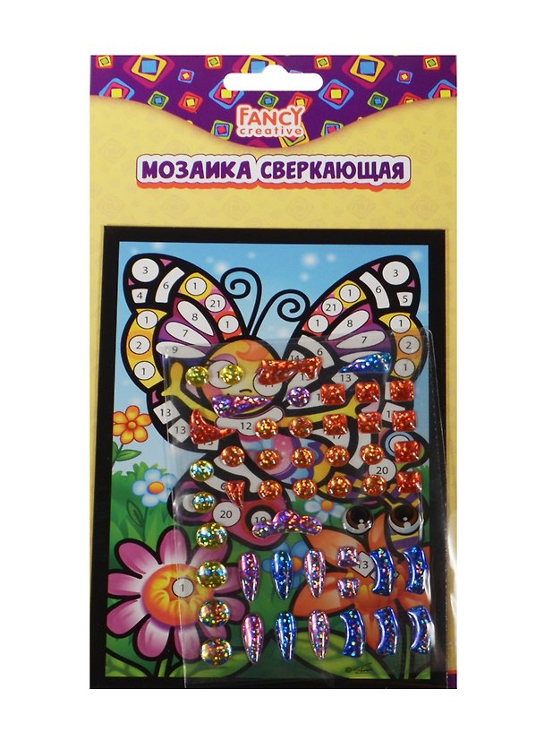 Мозаика сверкающая (FD080384) (картинка-основа/15х10см+самокл.сверк. стразы) (6 диз. ассорти) (3+) (упаковка) 2487998 — 1