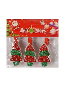 Новогодний Набор из 3-х прищепок Елки блестящ. в пакете с хедером (11069702) (12х10см)