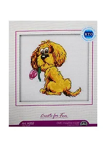 Набор для вышивания РТО Собачка с цветочком (H202) (10х10см) (с мулине DMC) (упаковка)