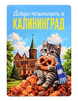 Магнит декоративный Кот на янтаре (Калининград) (70х100мм) (FH070) 3165124