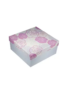 Коробка подарочная "Розы на белом" сиреневые 18*18*8,4см, картон, Хансибэг