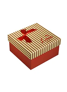Коробка подарочная 11*11*6,5см, декор. бант, полоска, бордо,картон,  Хансибэг