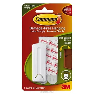 Крючок клейкий легкоудал., для рамок с верев.петлями, макс.2кг, блистер, подвес, Command 3M