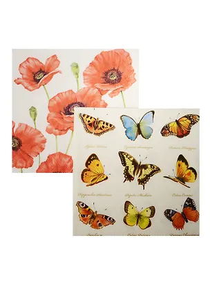 Набор салфеток для декупажа Маки и бабочки (13308505/13307160) (2шт) (упаковка) (Froggy Art) 2529172