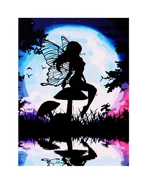 Холст с красками по номерам "Силуэт ангела в ночи", 30 х 40 см 3019905