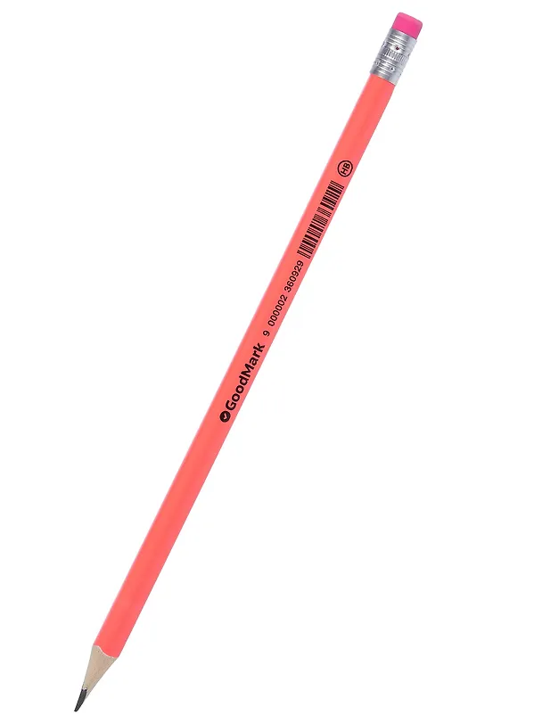 Карандаш GoodMark, Neon, чернографитный HB с ластиком, в ассортименте 236092 — 10