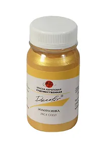 Краска акриловая "Деколор" золото инка,100мл,банка, Таир